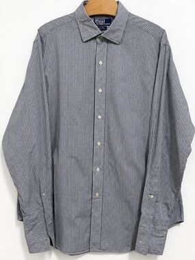 Polo Ralph Lauren Men’s Blue Micro Check Button Down Shirt 100% Cotton Preppy